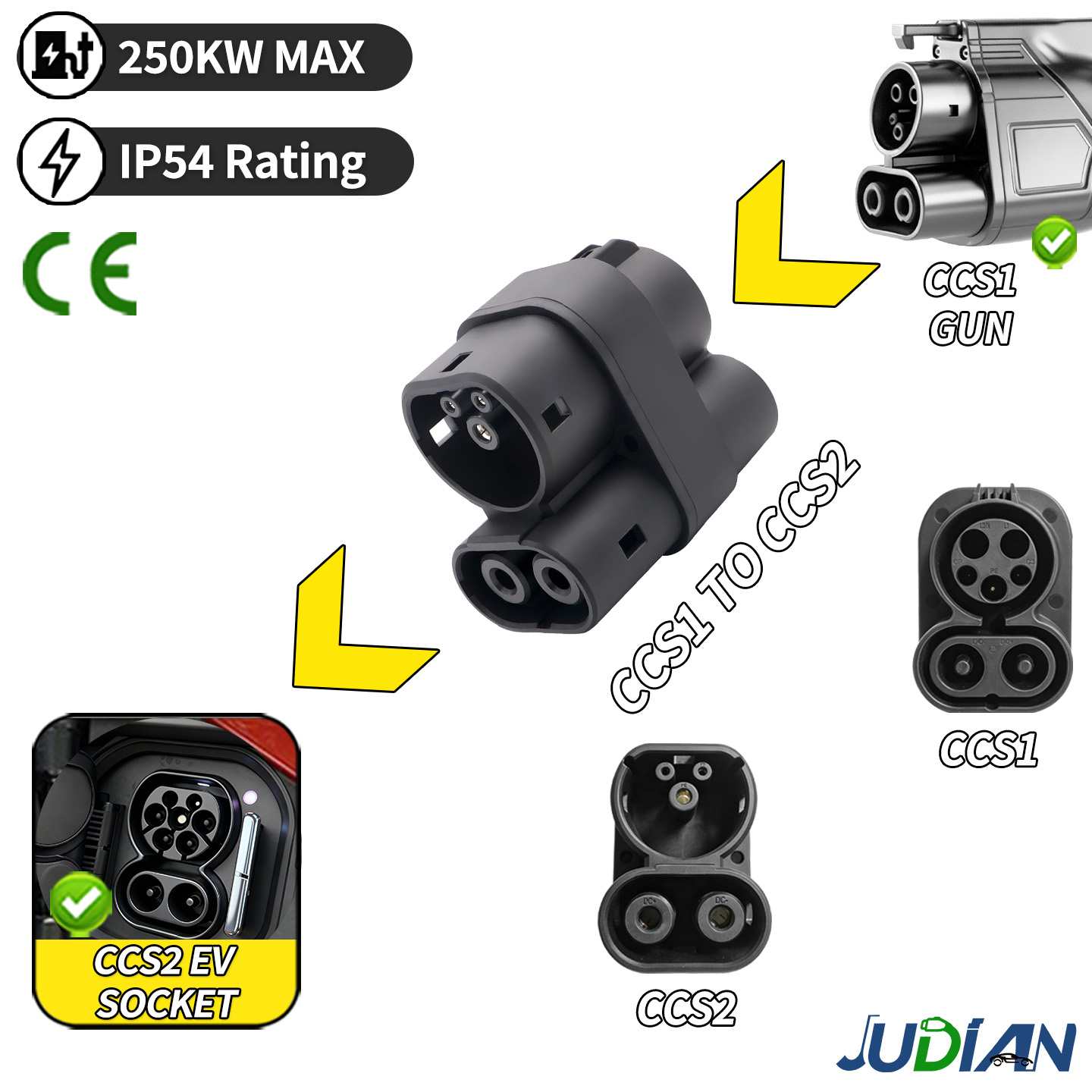 CCS1-CCS2 EV DC 고속 충전 어댑터 250A - Ccs2 To Ccs1 Fast Charge Adapter 250Kw 리뷰 및 가격