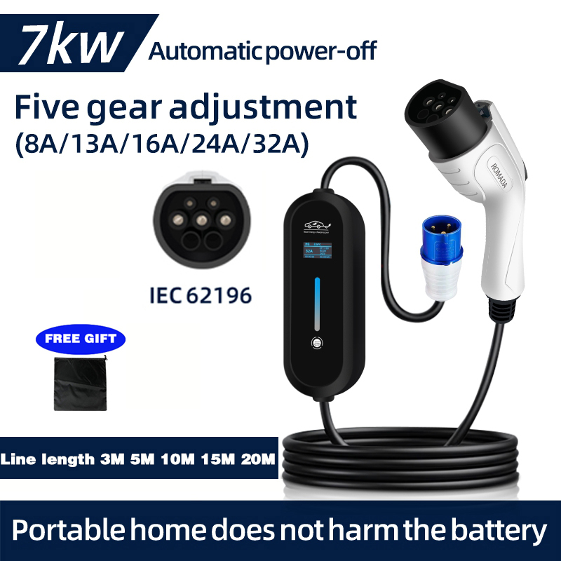 ROMADA 7KW 32A EV 휴대용 충전기 3M 5 - Portable Ev Charger 32A Type 2 Cee Plug 리뷰 및 가격